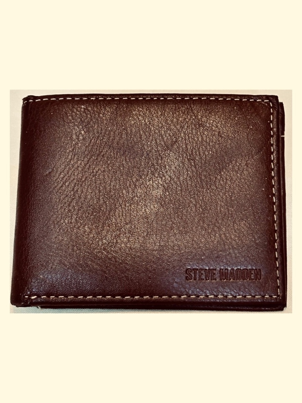 Steve Madden Brown RFID Bifold Wallet ID Window Mens 6 Card Slots Billfold